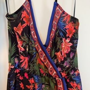 Tropical hi-low halter dress
